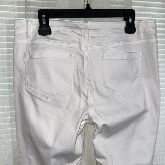 J. Jill 12 White Authentic Fit Cropped Raw Fringe Hem Jeans - Picture 7 of 16